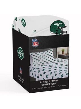 NWT Pegasus New York Jets Three-Piece Twin Sheet Set MSRP $38.69